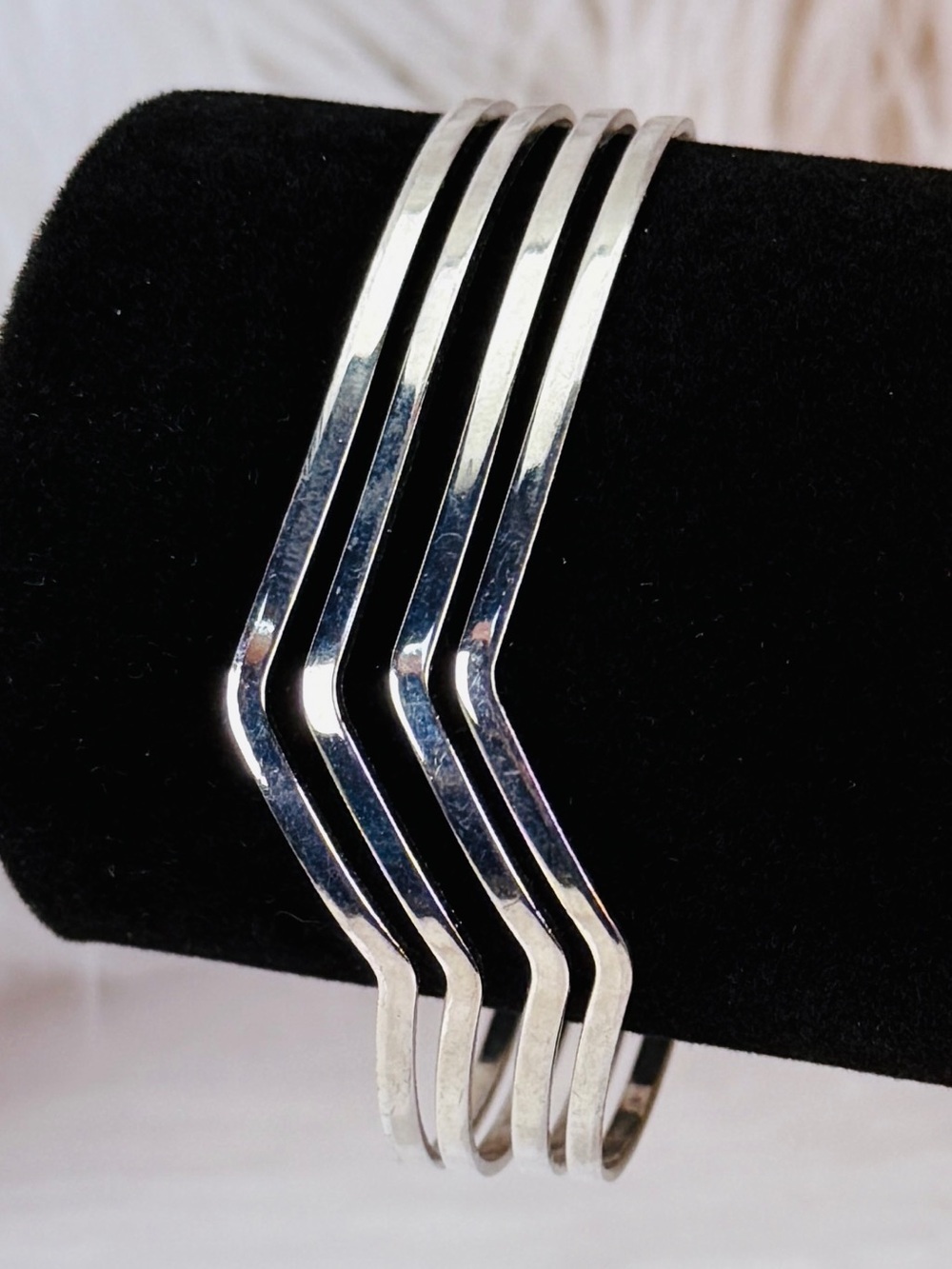 Vintage Silvertone Geometric Cuff Bracelet